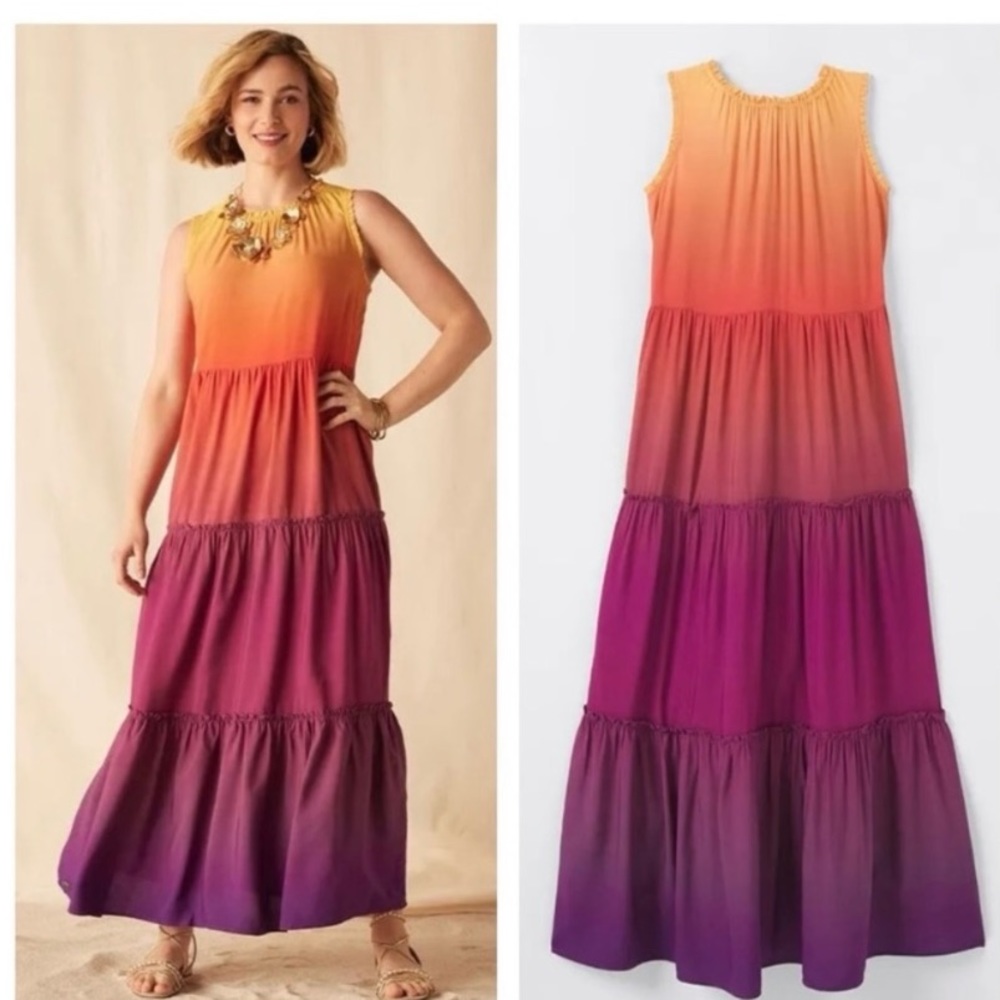 Matilda Jane Enchanted Garden Waikiki Ombré Tiered-Ruffle Maxi Dress